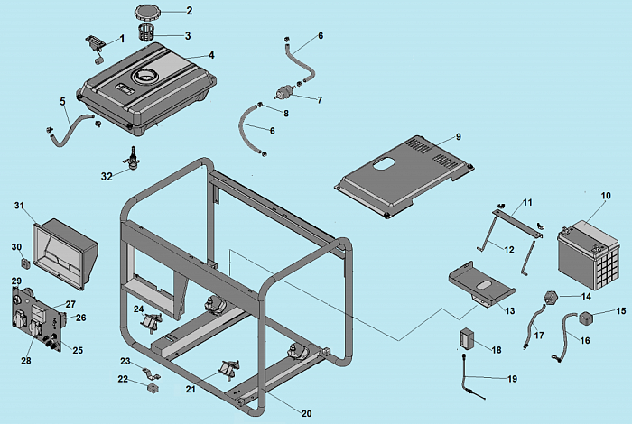 2 БАК - АККУМУЛЯТОР ГЕНЕРАТОР CHAMPION DG3601E