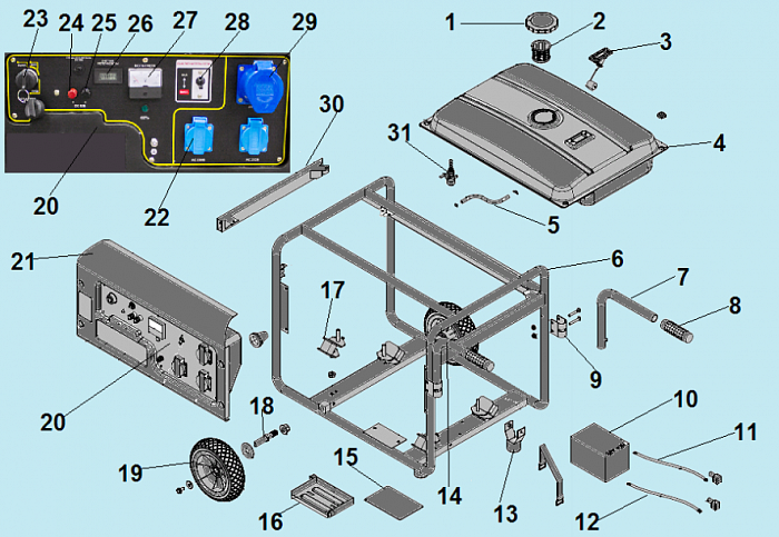 2 БАК - РАМА GG6500EBS ГЕНЕРАТОР CHAMPION