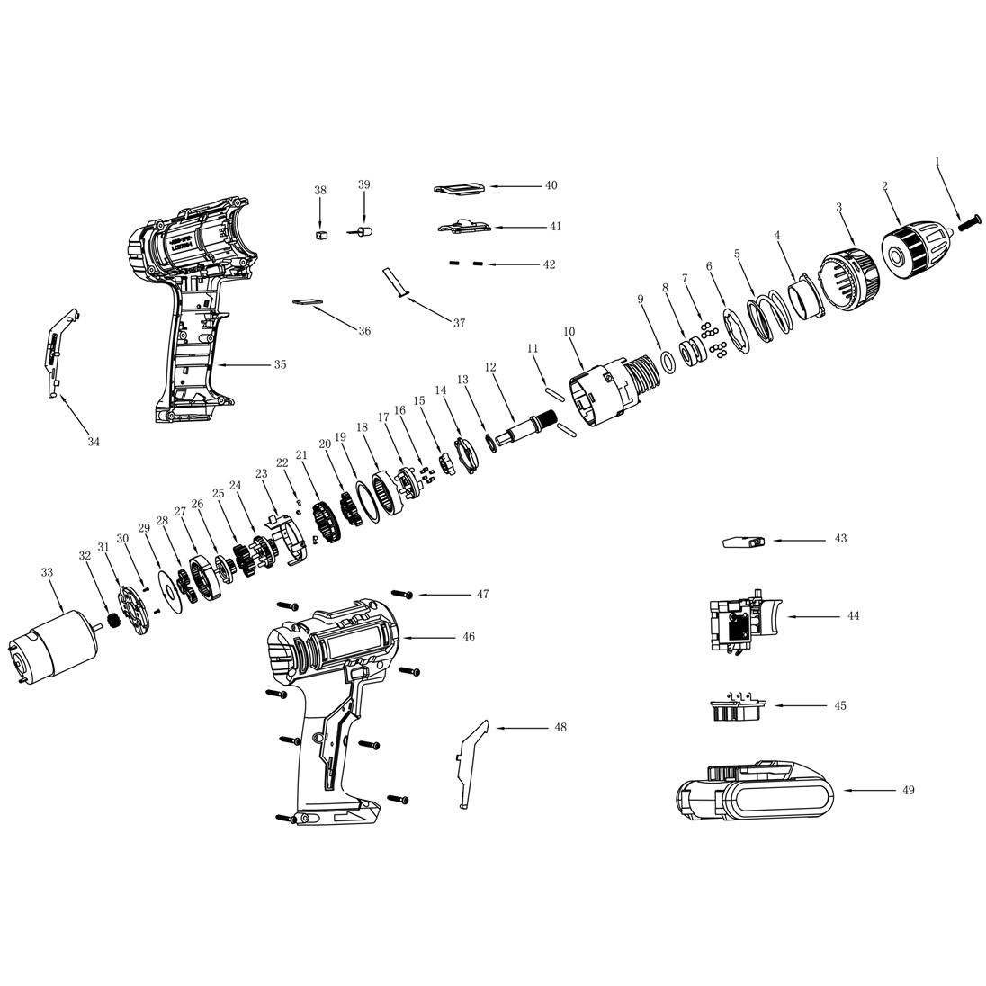 Дрель - шуруповерт, 2 АКБ ДА-18-2-Ли КНМ1